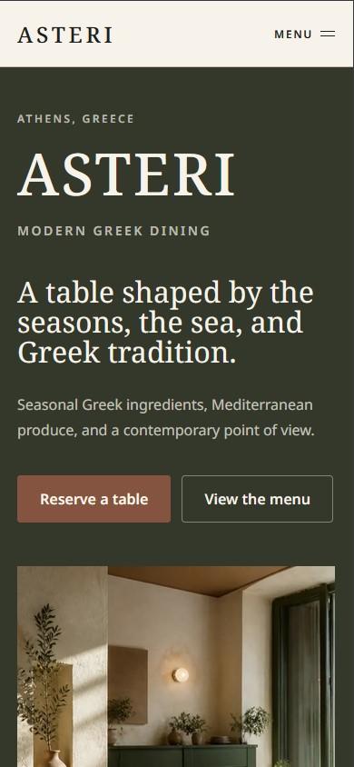 ASTERI website homepage shown on a mobile phone screen